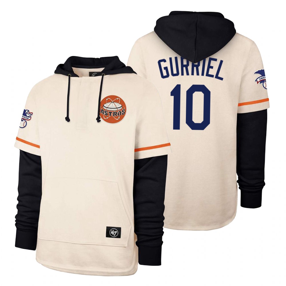 Men Houston Astros #10 Gurriel Cream 2021 Pullover Hoodie MLB Jersey